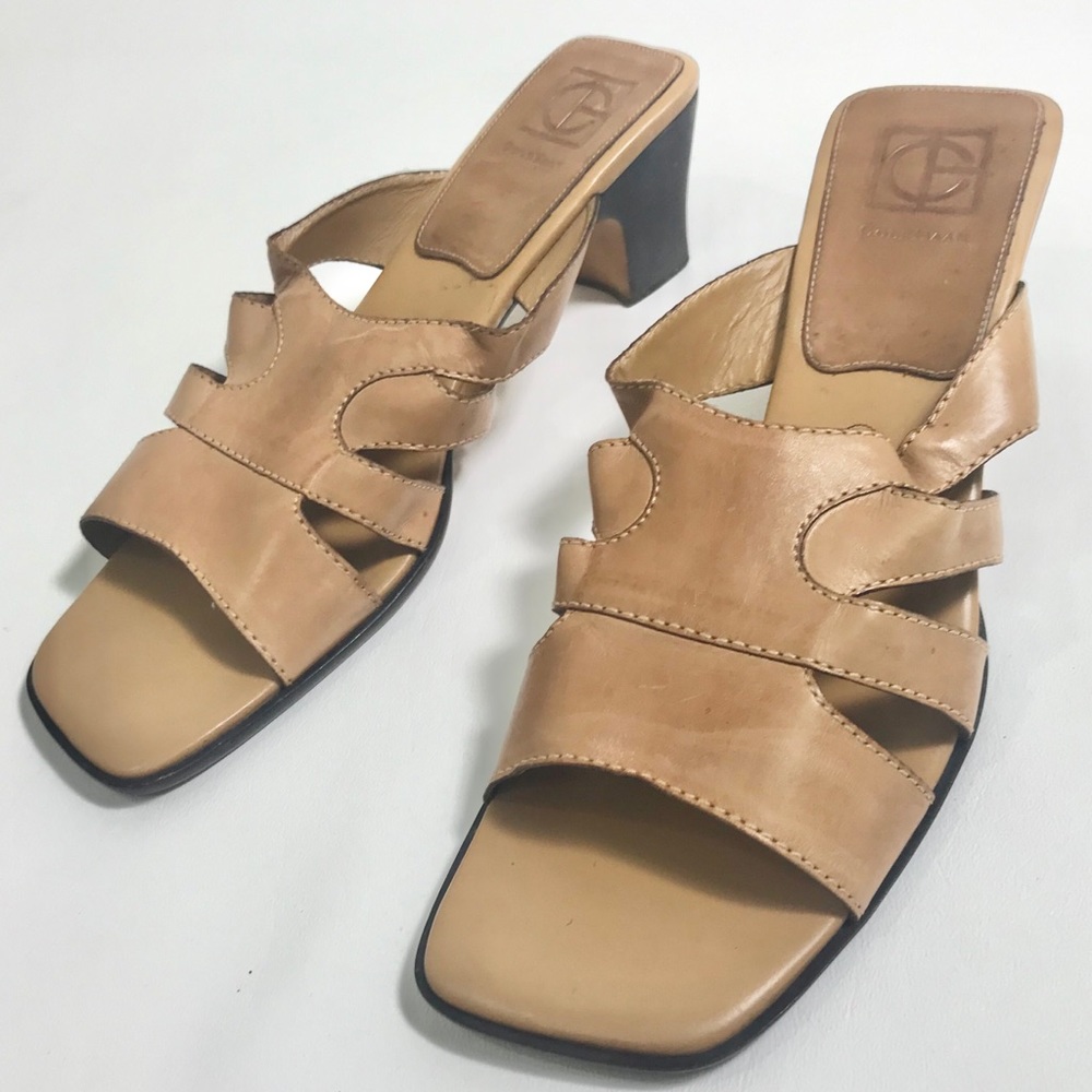 Cole Haan Tan Leather Slides Mules Sandals 10 M